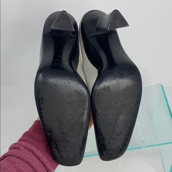 Prada Sz 38 Gray Leather Cuban Heel Pumps - Picture 9 of 15